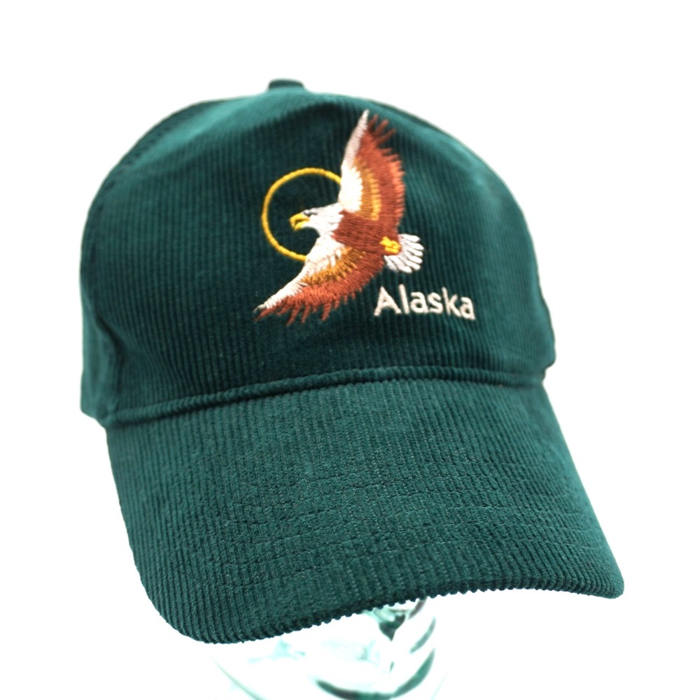 Vintage Alaska Eagle Corduroy Trucker Cap Snap Back One Size Mens Arctic Circle